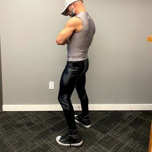 Wet look faux leather tights pants leggings